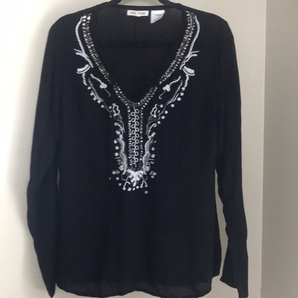 Sixes & Sevens black beaded blouse